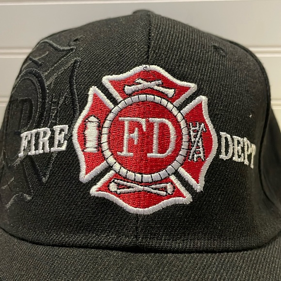 Fire Department Black Embroidered Baseball Cap - Picture 4 of 12